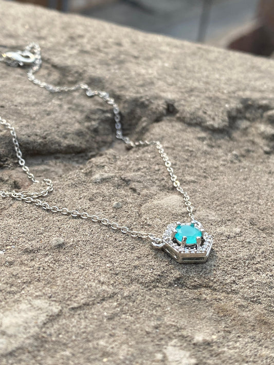 Turquoise Hex Charm Necklace